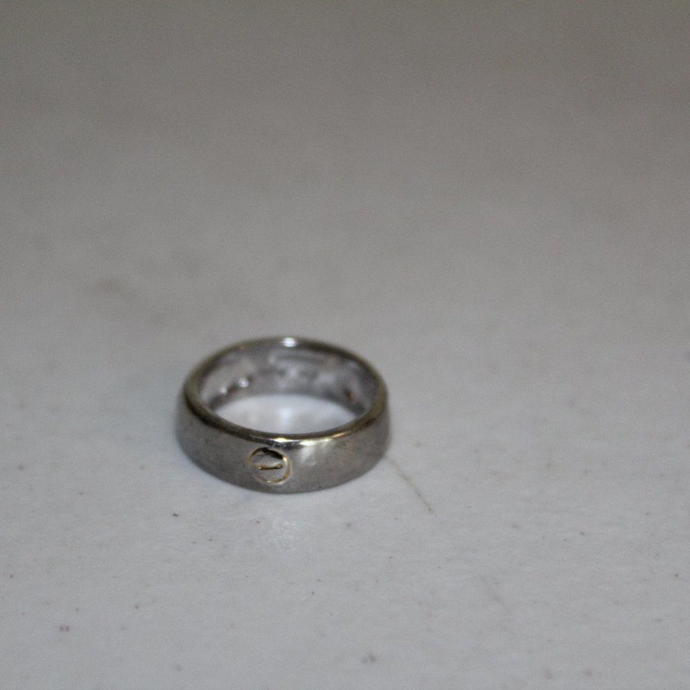 AFJ SCREW RING BAND SILVER TONE 5.5 6